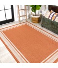 James Modern Border Stripe Orange/Cream 4 ft. x 6 ft. Indoor/Outdoor Area Rug