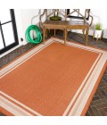 James Modern Border Stripe Orange/Cream 4 ft. x 6 ft. Indoor/Outdoor Area Rug