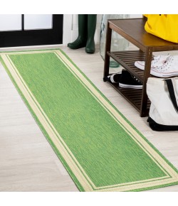 Jonathany Santa Monica SMB201E Green/Cream Area Rug 2 ft. X 8 ft. Runner