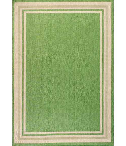 James Modern Border Stripe Green/Cream 3 ft. x 5 ft. Indoor/Outdoor Area Rug