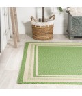 James Modern Border Stripe Green/Cream 3 ft. x 5 ft. Indoor/Outdoor Area Rug