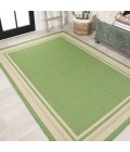 James Modern Border Stripe Green/Cream 3 ft. x 5 ft. Indoor/Outdoor Area Rug