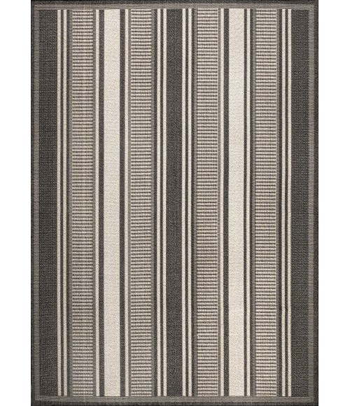SANTA MONICA Area Rug Haynes Modern Double Stripe Black/Cream 8 ft. x 10 ft. Indoor/Outdoor Area Rug