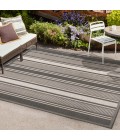 SANTA MONICA Area Rug Haynes Modern Double Stripe Black/Cream 8 ft. x 10 ft. Indoor/Outdoor Area Rug