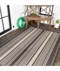SANTA MONICA Area Rug Haynes Modern Double Stripe Black/Cream 8 ft. x 10 ft. Indoor/Outdoor Area Rug
