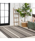 SANTA MONICA Area Rug Haynes Modern Double Stripe Black/Cream 8 ft. x 10 ft. Indoor/Outdoor Area Rug