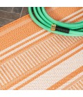 Haynes Modern Double Stripe Orange/Cream 2 ft. x 8 ft. Indoor/Outdoor Runner Rug
