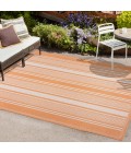 Haynes Modern Double Stripe Orange/Cream 3 ft. x 5 ft. Indoor/Outdoor Area Rug