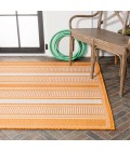 Haynes Modern Double Stripe Orange/Cream 3 ft. x 5 ft. Indoor/Outdoor Area Rug