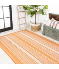 Haynes Modern Double Stripe Orange/Cream 3 ft. x 5 ft. Indoor/Outdoor Area Rug