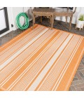 Haynes Modern Double Stripe Orange/Cream 3 ft. x 5 ft. Indoor/Outdoor Area Rug