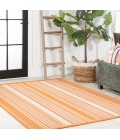 Haynes Modern Double Stripe Orange/Cream 3 ft. x 5 ft. Indoor/Outdoor Area Rug