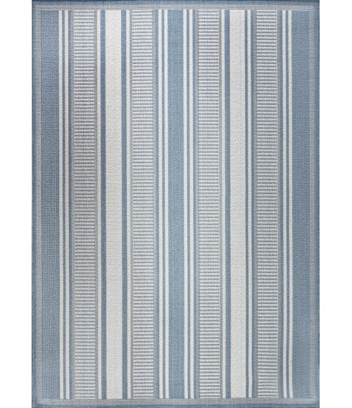 SANTA MONICA Area Rug Haynes Modern Double Stripe Blue/Light Gray 5 ft. x 8 ft. Indoor/Outdoor Area Rug