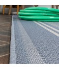 SANTA MONICA Area Rug Haynes Modern Double Stripe Blue/Light Gray 2 ft. x 8 ft. Indoor/Outdoor Runner Rug