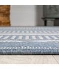SANTA MONICA Area Rug Haynes Modern Double Stripe Blue/Light Gray 2 ft. x 8 ft. Indoor/Outdoor Runner Rug