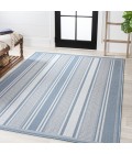SANTA MONICA Area Rug Haynes Modern Double Stripe Blue/Light Gray 5 ft. x 8 ft. Indoor/Outdoor Area Rug