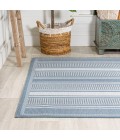 SANTA MONICA Area Rug Haynes Modern Double Stripe Blue/Light Gray 5 ft. x 8 ft. Indoor/Outdoor Area Rug
