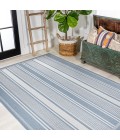 SANTA MONICA Area Rug Haynes Modern Double Stripe Blue/Light Gray 5 ft. x 8 ft. Indoor/Outdoor Area Rug