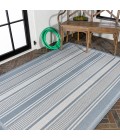 SANTA MONICA Area Rug Haynes Modern Double Stripe Blue/Light Gray 5 ft. x 8 ft. Indoor/Outdoor Area Rug