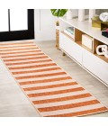 SANTA MONICA Area Rug Negril Two-Tone Wide Stripe Orange/Beige 2 ft. x 8 ft. Indoor/Outdoor Runner Rug