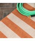 SANTA MONICA Area Rug Negril Two-Tone Wide Stripe Orange/Beige 2 ft. x 8 ft. Indoor/Outdoor Runner Rug