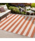 SANTA MONICA Area Rug Negril Two-Tone Wide Stripe Orange/Beige 4 ft. x 6 ft. Indoor/Outdoor Area Rug