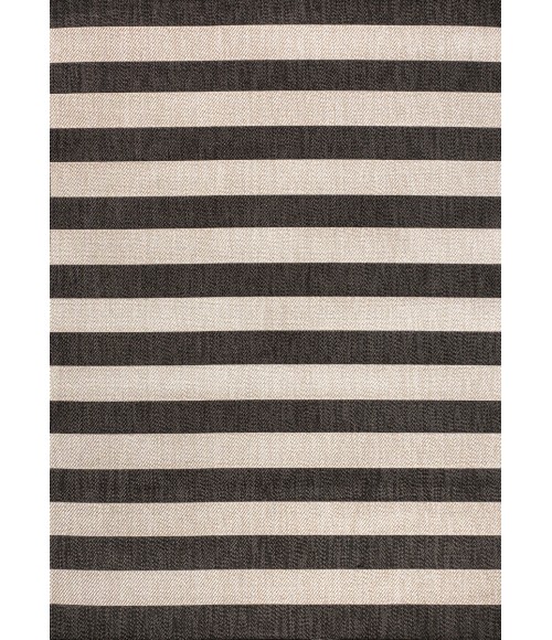 SANTA MONICA Area Rug Negril Two-Tone Wide Stripe Black/Beige 4 ft. x 6 ft. Indoor/Outdoor Area Rug