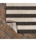 SANTA MONICA Area Rug Negril Two-Tone Wide Stripe Black/Beige 2 ft. x 8 ft. Indoor/Outdoor Runner Rug