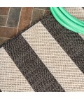 SANTA MONICA Area Rug Negril Two-Tone Wide Stripe Black/Beige 2 ft. x 8 ft. Indoor/Outdoor Runner Rug