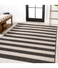 SANTA MONICA Area Rug Negril Two-Tone Wide Stripe Black/Beige 4 ft. x 6 ft. Indoor/Outdoor Area Rug