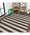 SANTA MONICA Area Rug Negril Two-Tone Wide Stripe Black/Beige 4 ft. x 6 ft. Indoor/Outdoor Area Rug