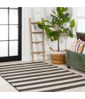SANTA MONICA Area Rug Negril Two-Tone Wide Stripe Black/Beige 4 ft. x 6 ft. Indoor/Outdoor Area Rug