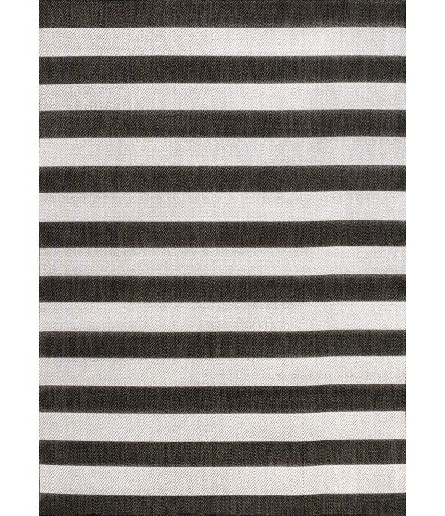Negril Two-Tone Wide Stripe Black/Cream 3 ft. x 5 ft. Indoor/Outdoor Area Rug
