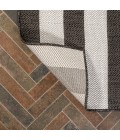 SANTA MONICA Area Rug Negril Two-Tone Wide Stripe Black/Cream 2 ft. x 8 ft. Indoor/Outdoor Runner Rug