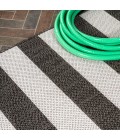 SANTA MONICA Area Rug Negril Two-Tone Wide Stripe Black/Cream 2 ft. x 8 ft. Indoor/Outdoor Runner Rug