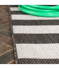 SANTA MONICA Area Rug Negril Two-Tone Wide Stripe Black/Cream 2 ft. x 8 ft. Indoor/Outdoor Runner Rug