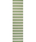 SANTA MONICA Area Rug Negril Two-Tone Wide Stripe Green/Cream 2 ft. x 8 ft. Indoor/Outdoor Runner Rug