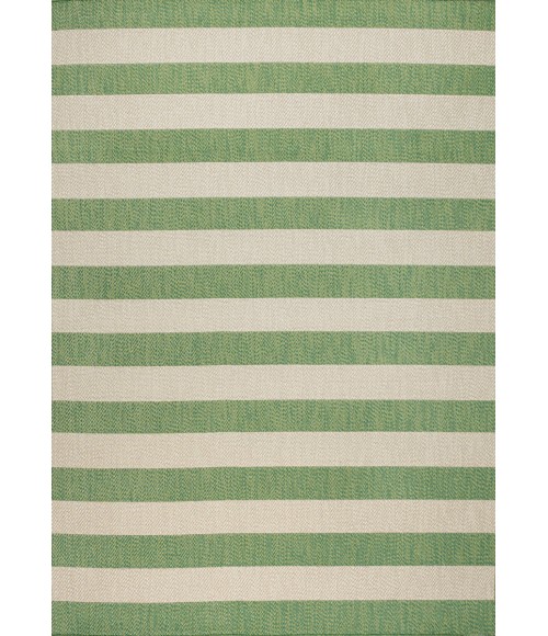 SANTA MONICA Area Rug Negril Two-Tone Wide Stripe Green/Cream 5 ft. x 8 ft. Indoor/Outdoor Area Rug
