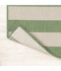 SANTA MONICA Area Rug Negril Two-Tone Wide Stripe Green/Cream 2 ft. x 8 ft. Indoor/Outdoor Runner Rug