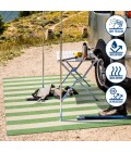 SANTA MONICA Area Rug Negril Two-Tone Wide Stripe Green/Cream 2 ft. x 8 ft. Indoor/Outdoor Runner Rug