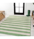 SANTA MONICA Area Rug Negril Two-Tone Wide Stripe Green/Cream 5 ft. x 8 ft. Indoor/Outdoor Area Rug