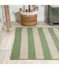 SANTA MONICA Area Rug Negril Two-Tone Wide Stripe Green/Cream 5 ft. x 8 ft. Indoor/Outdoor Area Rug