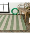 SANTA MONICA Area Rug Negril Two-Tone Wide Stripe Green/Cream 5 ft. x 8 ft. Indoor/Outdoor Area Rug