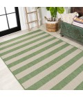 SANTA MONICA Area Rug Negril Two-Tone Wide Stripe Green/Cream 5 ft. x 8 ft. Indoor/Outdoor Area Rug
