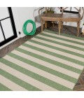 SANTA MONICA Area Rug Negril Two-Tone Wide Stripe Green/Cream 5 ft. x 8 ft. Indoor/Outdoor Area Rug