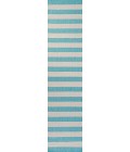 SANTA MONICA Area Rug Negril Two-Tone Wide Stripe Aqua/Cream 2 ft. x 8 ft. Indoor/Outdoor Runner Rug