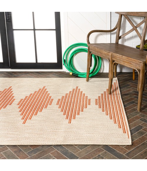 SANTA MONICA Area Rug Vinales Diamond Stripe Beige/Orange 3 ft. x 5 ft. Indoor/Outdoor Area Rug