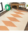 SANTA MONICA Area Rug Vinales Diamond Stripe Beige/Orange 3 ft. x 5 ft. Indoor/Outdoor Area Rug