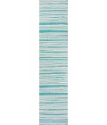 Castara Wavy Stripe Modern Aqua/Cream 2 ft. x 8 ft. Indoor/Outdoor Runner Rug