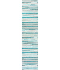 Jonathany Santa Monica SMB205A Aqua/Cream Area Rug 2 ft. X 8 ft. Runner